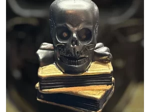 Teschio nero su libri 10 cm.